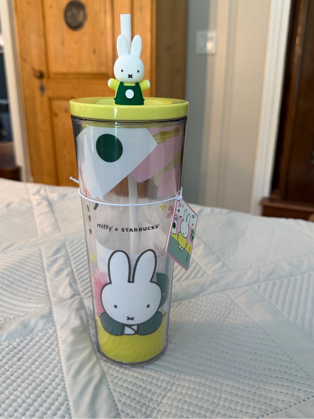 Miffy x Starbucks Yellow Bunny Tumbler with Miffy Topped Straw NWT